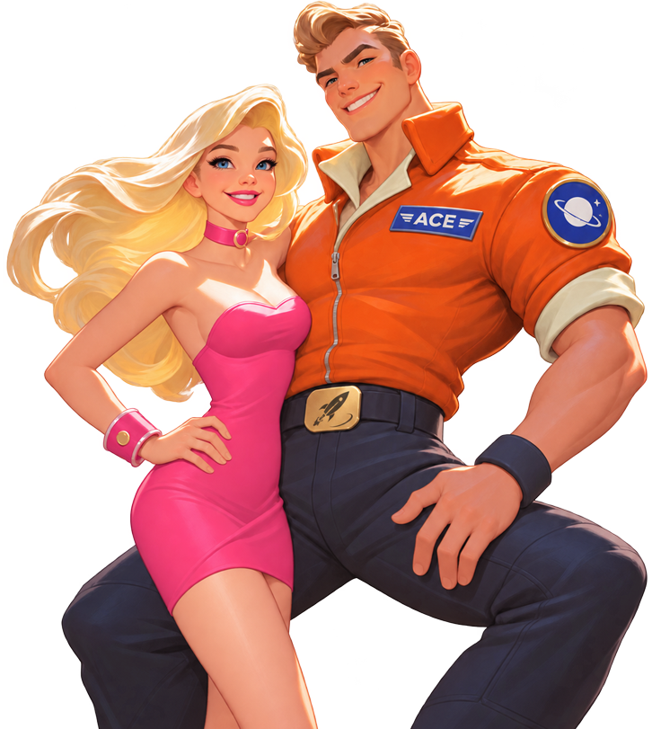 Ace y Stella junto al Chevy